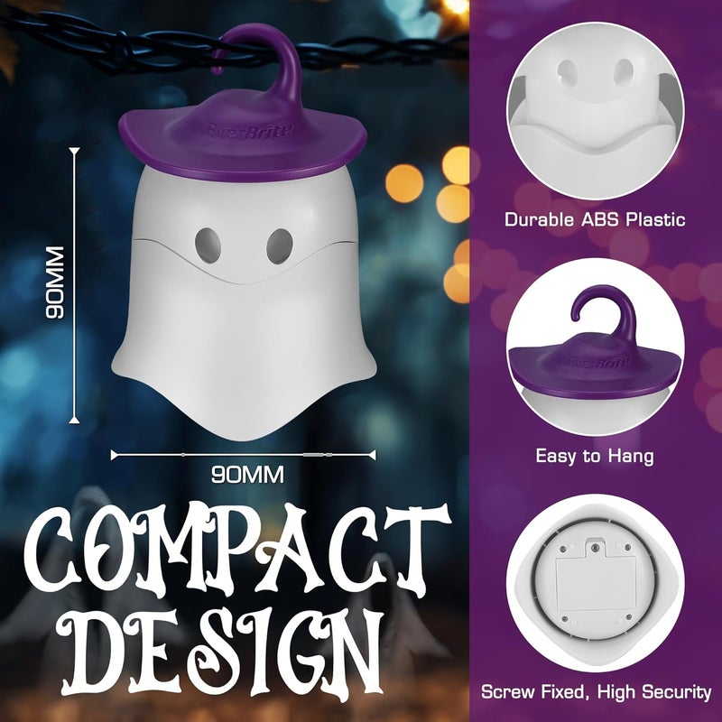 Ever Brite 3-Pack Halloween Hanging Ghost Lights, Collapsible Ghost Camping Lantern, Two Color Changing, Indoor/Outdoor Halloween Spooky Party Decorations, Battery Included - Image 3